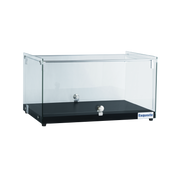 Exquisite CD35-Black One Tier Flat Glass Ambient Cake Display – Woodgrain Black Colour 35 Litre - Hospitality Connect