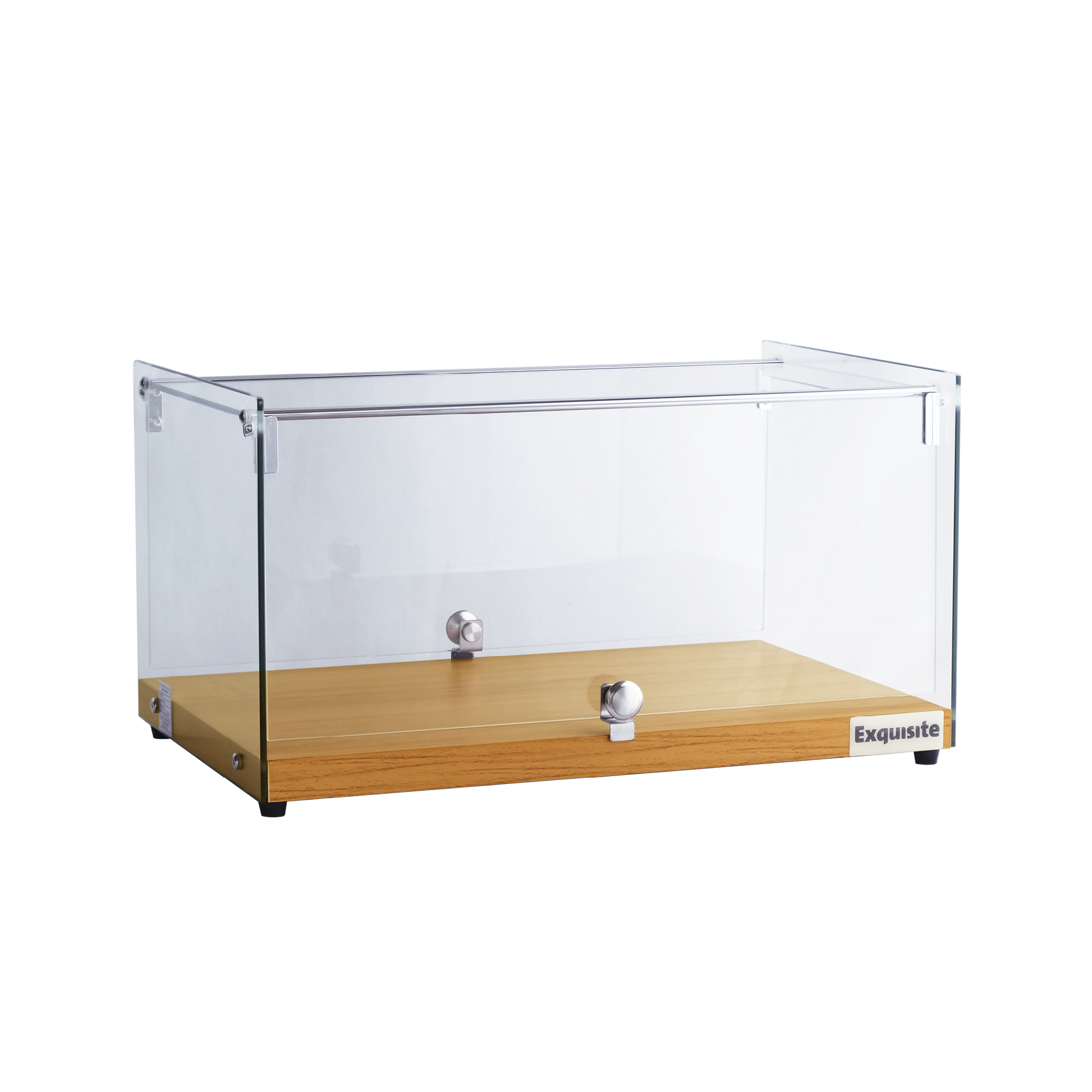 Exquisite CD35-Oak One Tier Flat Glass Ambient Cake Display – Natural Oak Colour - Hospitality Connect