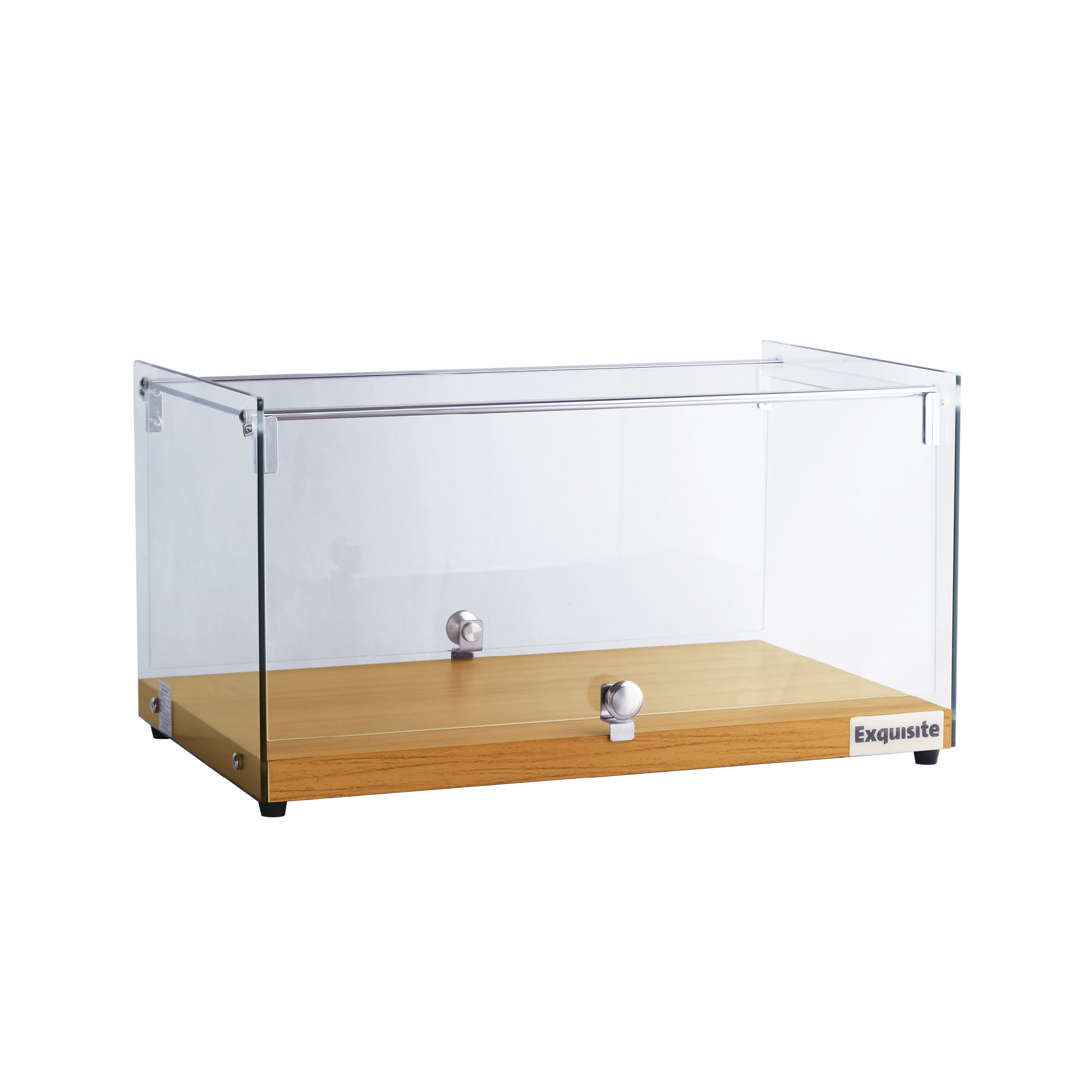 Exquisite CD35-Oak One Tier Flat Glass Ambient Cake Display – Natural Oak Colour - Hospitality Connect