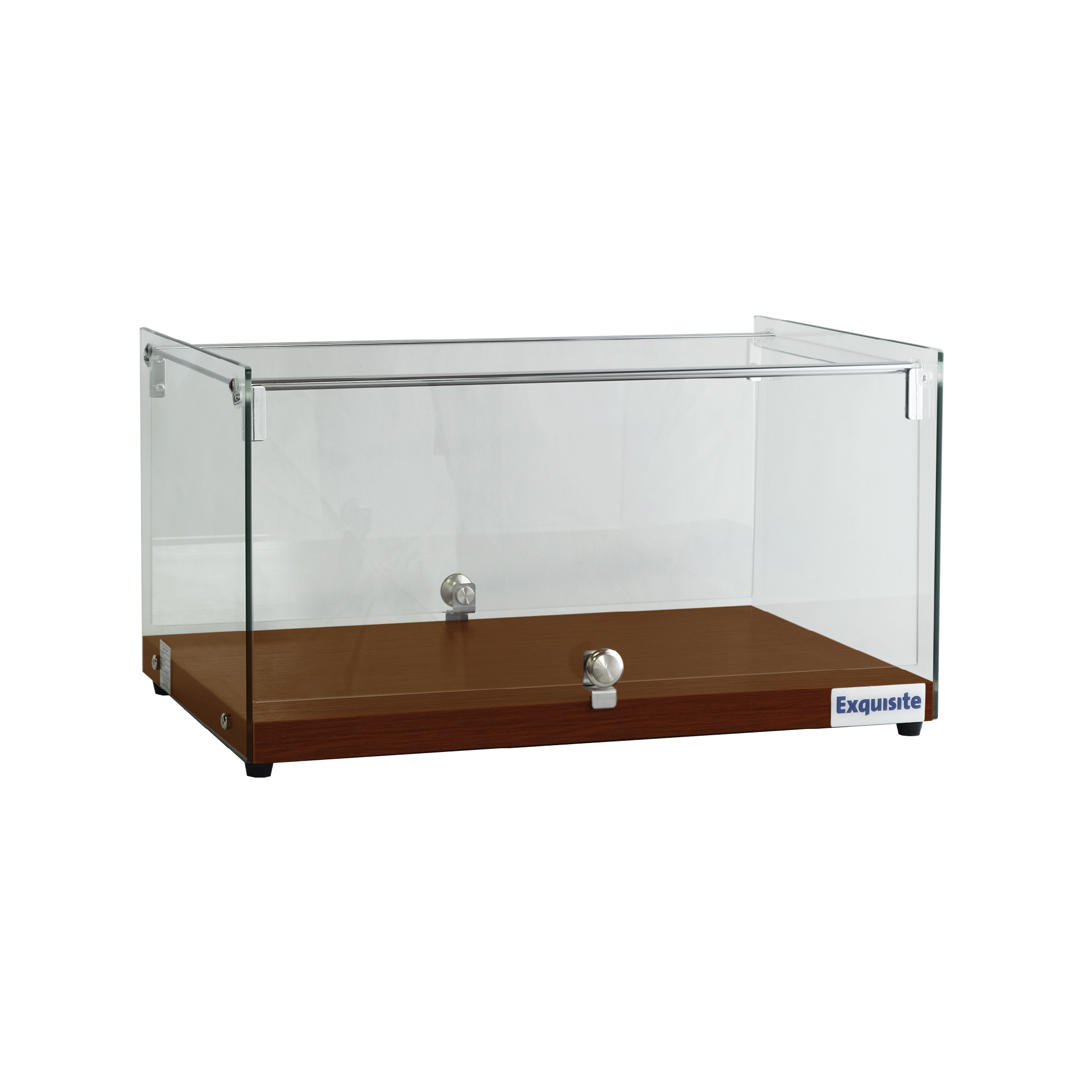 Exquisite CD35-Walnut One Tier Flat Glass Ambient Cake Display – Elegant Walnut Colour - Hospitality Connect