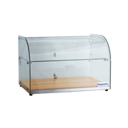 Exquisite CD45-Oak Two Tiers Curved Glass Ambient Cake Display – Natural Oak Colour 45 LItre - Hospitality Connect