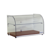 Exquisite CD45-Walnut Two Tiers Curved Glass Ambient Cake Display – Elegant Walnut Colour 45 Litre - Hospitality Connect