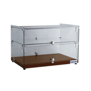 Exquisite CD50-Walnut Two Tiers Flat Glass Ambient Cake Display – Elegant Walnut Colour 50 Litre - Hospitality Connect