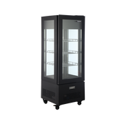 Exquisite CDF400 Four Sided Glass Upright Display Freezers Black with LED 400 Litre