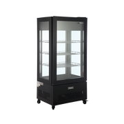 Exquisite CDF550 Four Sided Glass Upright Display Freezers Black with LED 550 Litre