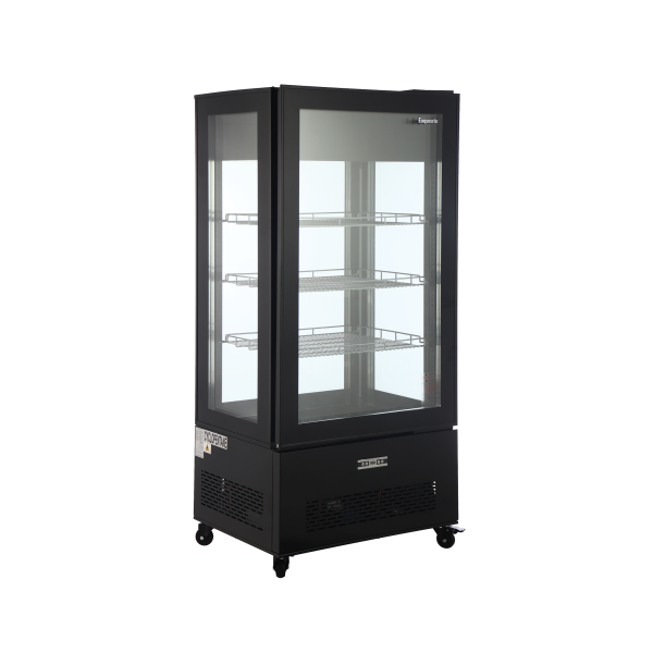 Exquisite CDF550 Four Sided Glass Upright Display Freezers Black with LED 550 Litre
