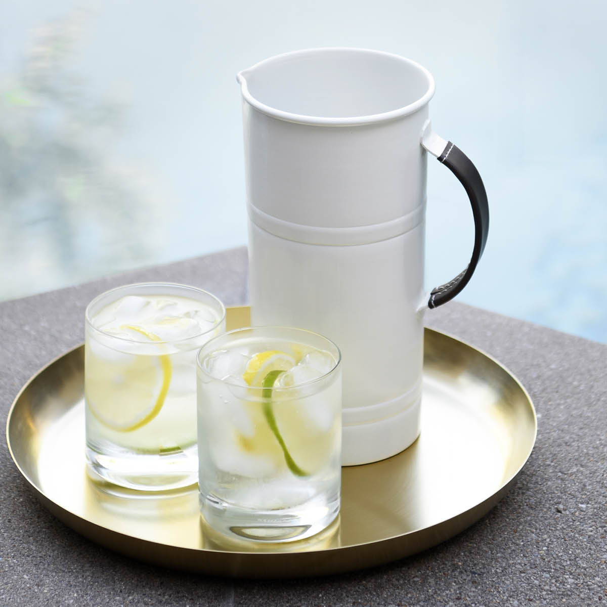 CONEY ISL-GALVANISED CREME P/C WATER PITCHER LTHR HDL 220mm Box of 4 - Hospitality Connect