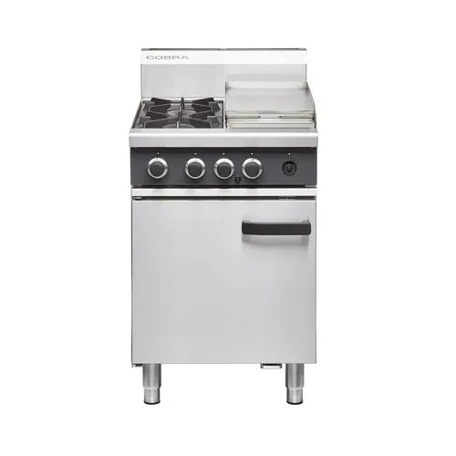 Cobra 600mm Two Burner /Griddle Gas Range Static Oven CR6C. - Hospitality Connect