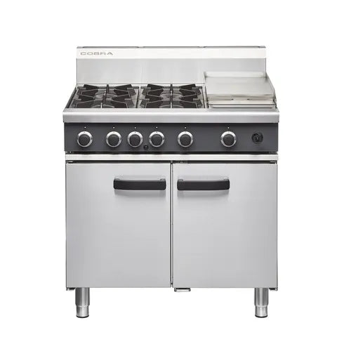 Cobra 900mm Four Burner /Griddle Gas Range Static Oven CR9C. - Hospitality Connect