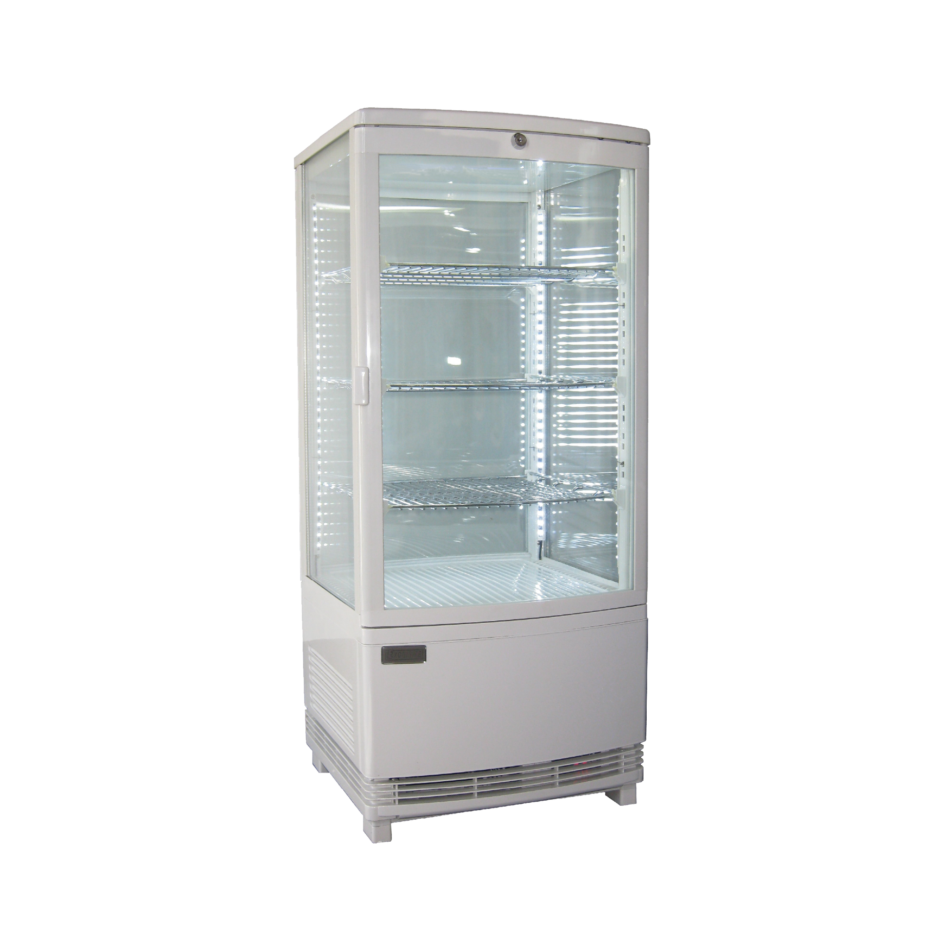 Exquisite CTD78 Four Sided Glass Counter Top Display Refrigerators White with 2 corner LED 86 Litre - Hospitality Connect