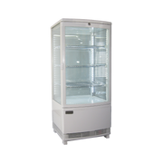 Exquisite CTD78LED Four Sided Glass Counter Top Display Refrigerators White with 4 corner LED 86 Litre - Hospitality Connect