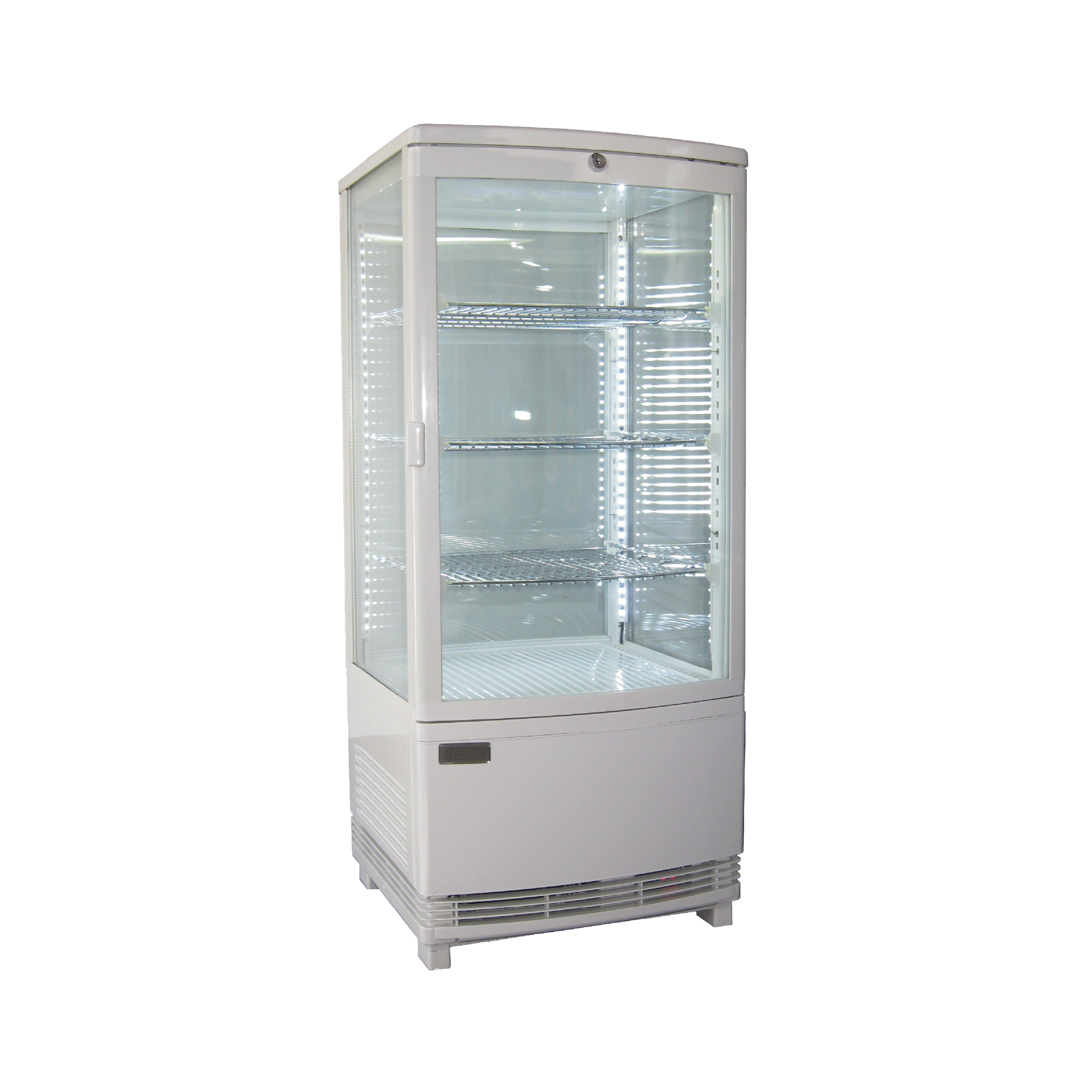 Exquisite CTD78LED Four Sided Glass Counter Top Display Refrigerators White with 4 corner LED 86 Litre - Hospitality Connect