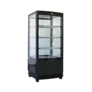 Exquisite CTD78LED Four Sided Glass Counter Top Display Refrigerators Black with 4 corner LED 86 Litre - Hospitality Connect
