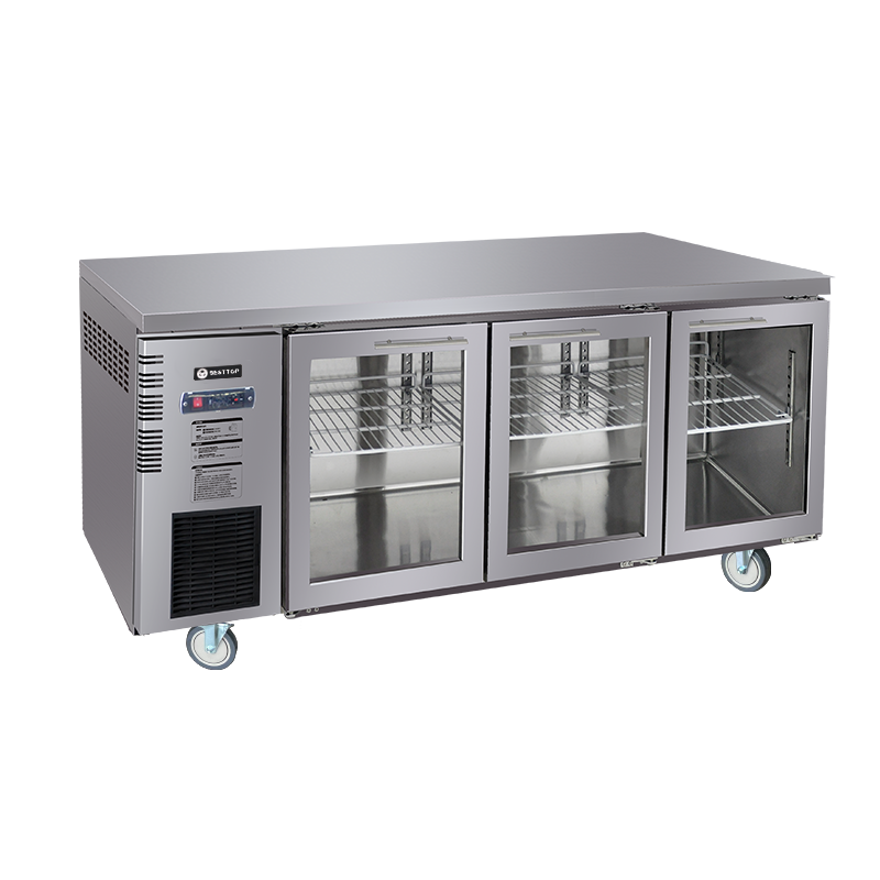 Best Top Under Bench Glass Door Fridge 1800mm/CUR18-3SG - Hospitality Connect