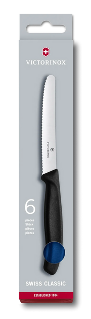 Victorinox Steak & Pizza Knife 6 Piece Set, Wavy Edge 11cm - Blue - Hospitality Connect