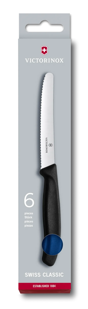 Victorinox Steak & Pizza Knife 6 Piece Set, Wavy Edge 11cm - Blue - Hospitality Connect