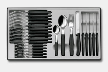 VICTORINOX 24 Piece Table Set, Wavy Edge - Black - Hospitality Connect