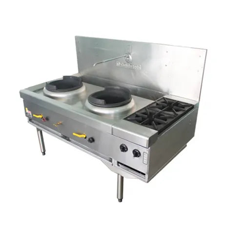 Goldstein Gas WOKS Air Cooled Gas Wok Double Burner/ with side Burner CWA2B2 - Hospitality Connect