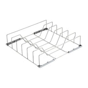 Classeq 6-row tray rack for utensils and trays, measuring 500 x 500 mm, made of durable stainless steel.
