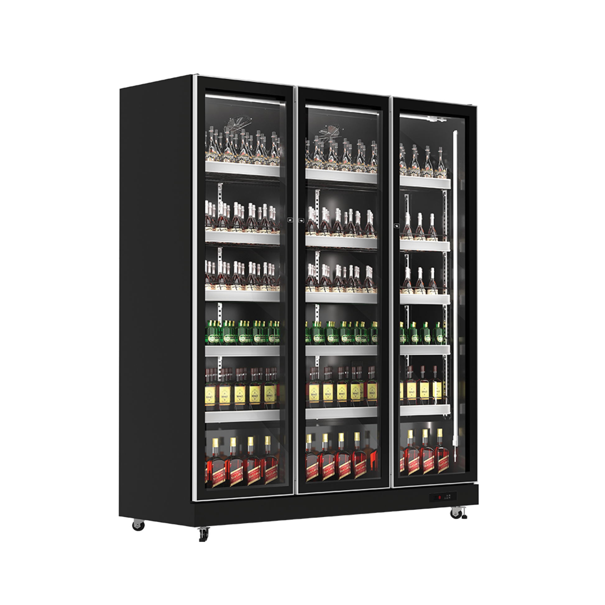 Exquisite DC1100 Three Glass Doors Upright Display Refrigerators Black 1070 Litre - Hospitality Connect