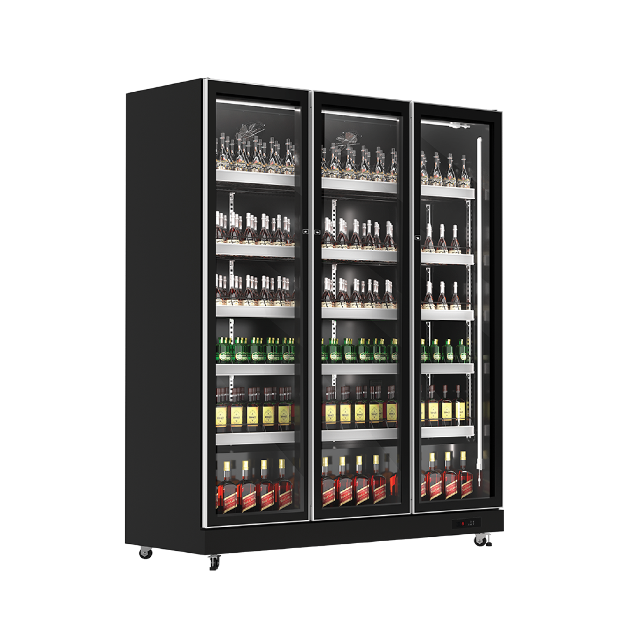 Exquisite DC1100 Three Glass Doors Upright Display Refrigerators Black 1070 Litre - Hospitality Connect