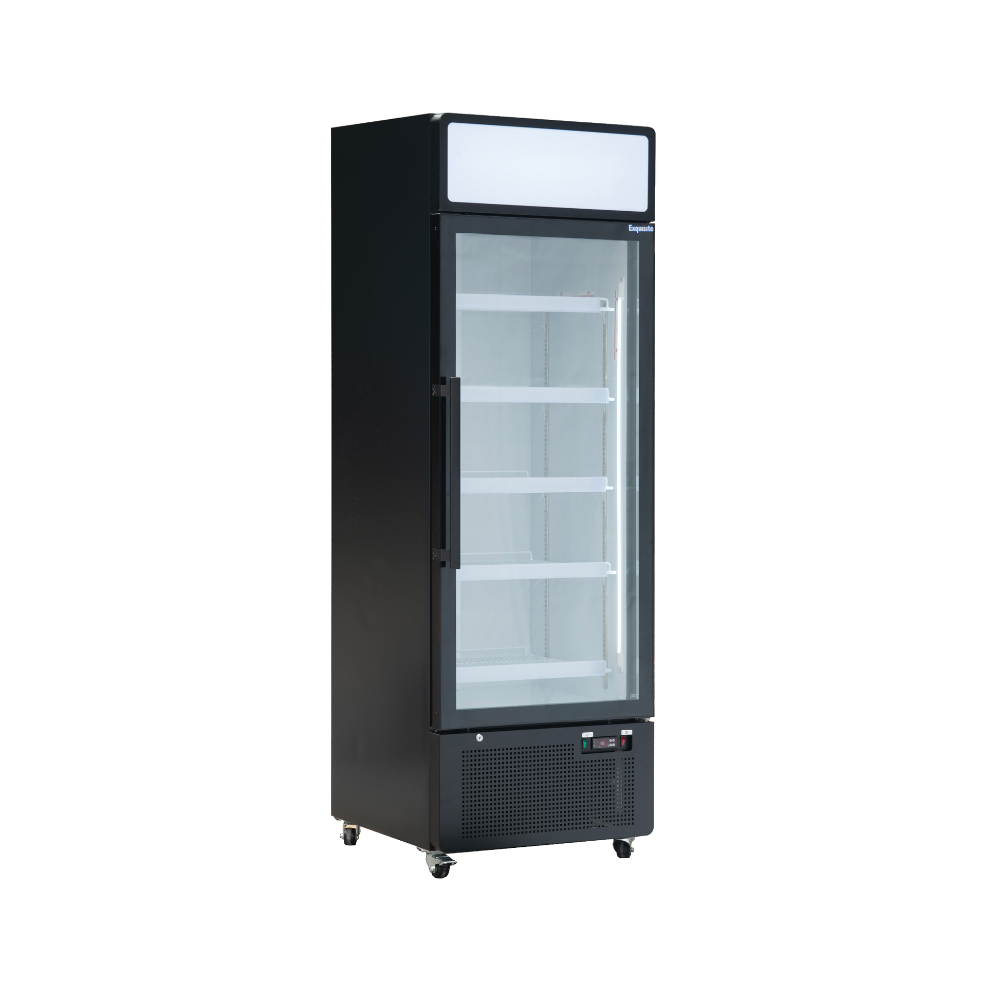 Exquisite DC440PB One Glass Door Upright Display Refrigerators Black 420 Litre - Hospitality Connect