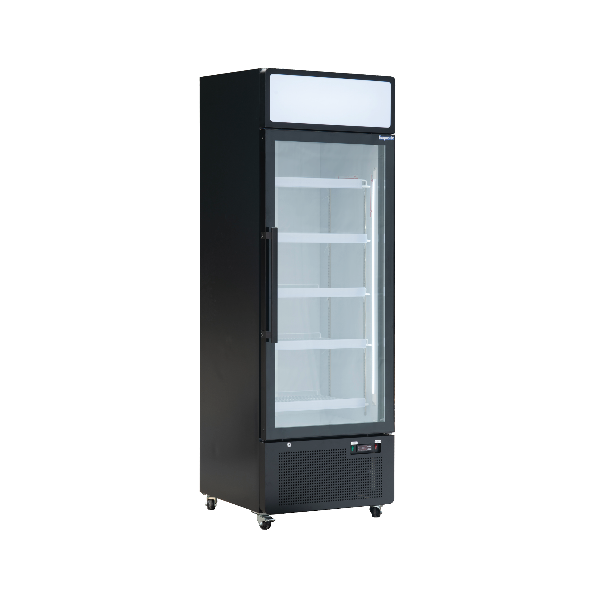 Exquisite DC440PB One Glass Door Upright Display Refrigerators Black 420 Litre - Hospitality Connect