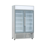Exquisite DC1010P Two Glass Door Upright Display Refrigerators White 850 Litre