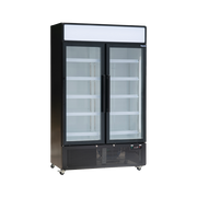 Exquisite DC1010P Two Glass Door Upright Display Refrigerators Black 850 Litre