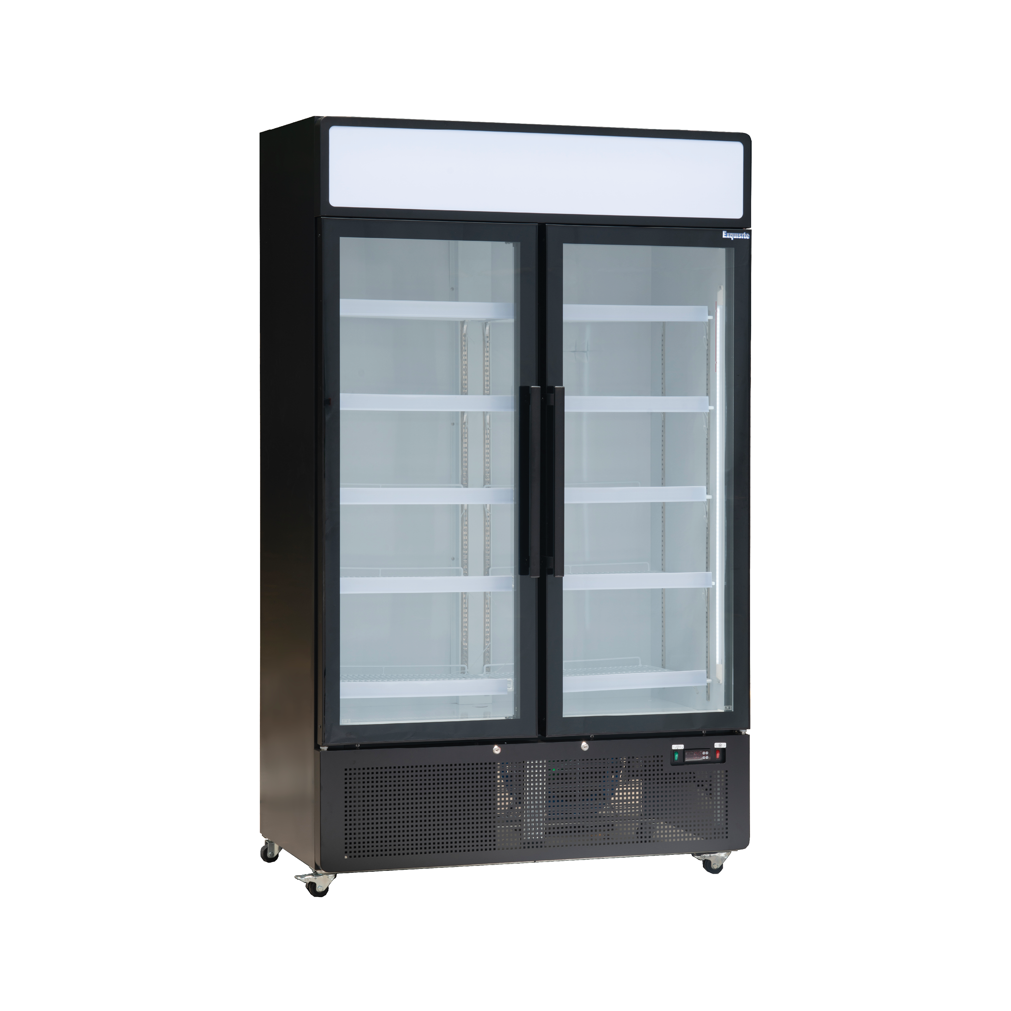 Exquisite DC880P Two Glass Door Upright Display Refrigerators Black 850 Litre - Hospitality Connect