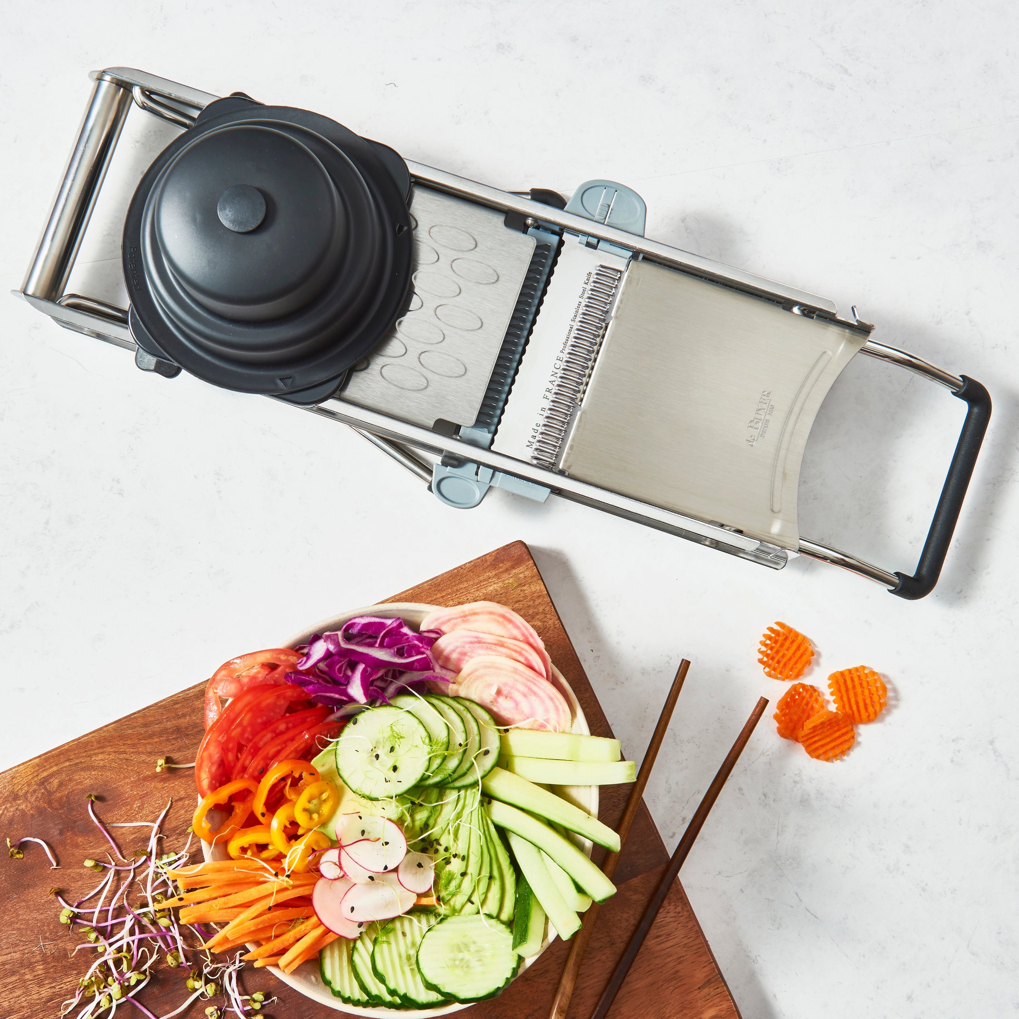 DEBUYER ACCESS MANDOLINE w/2 DBL/SIDED BLADES 4/10mm - Hospitality Connect