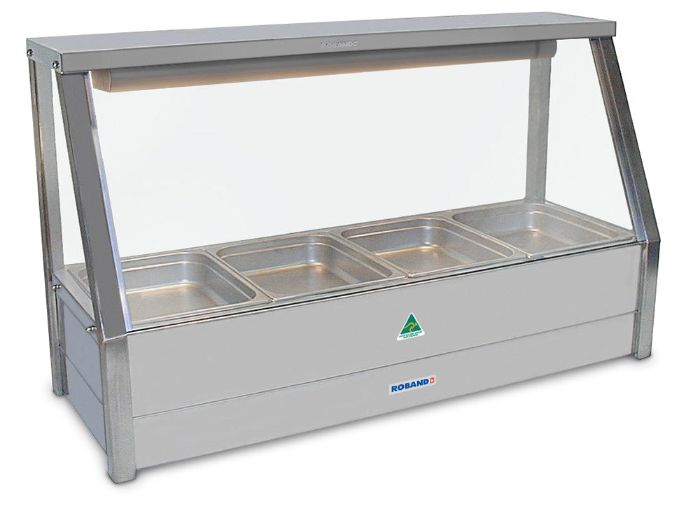 Roband Straight Glass Hot Food Display Bar, 4 pans single row E14 - Hospitality Connect