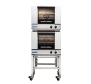 Turbofan E22M32C - Half Size Tray Manual Electric Convection Ovens Double Stacked With Castor Base Stand - Hospitality Connect