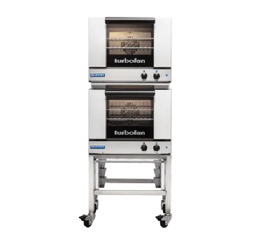 Turbofan E22M32C - Half Size Tray Manual Electric Convection Ovens Double Stacked With Castor Base Stand - Hospitality Connect