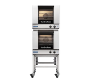 Turbofan E23M32C - Half Size Tray Manual Electric Convection Ovens Double Stacked With Castor Base Stand - Hospitality Connect