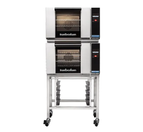Turbofan E23T32C - Half Size Electric Convection Ovens Touch Screen Control Double Stacked on a Stainless Steel Base Stand - Hospitality Connect
