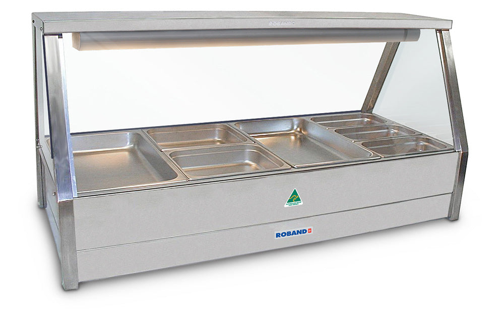Roband Straight Glass Hot Food Display Bar, 8 pans double row E24 - Hospitality Connect