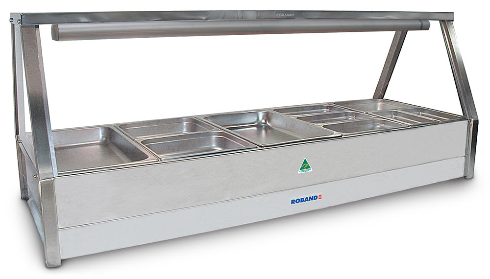 Roband Straight Glass Hot Food Display Bar, 10 pans double row E25 - Hospitality Connect