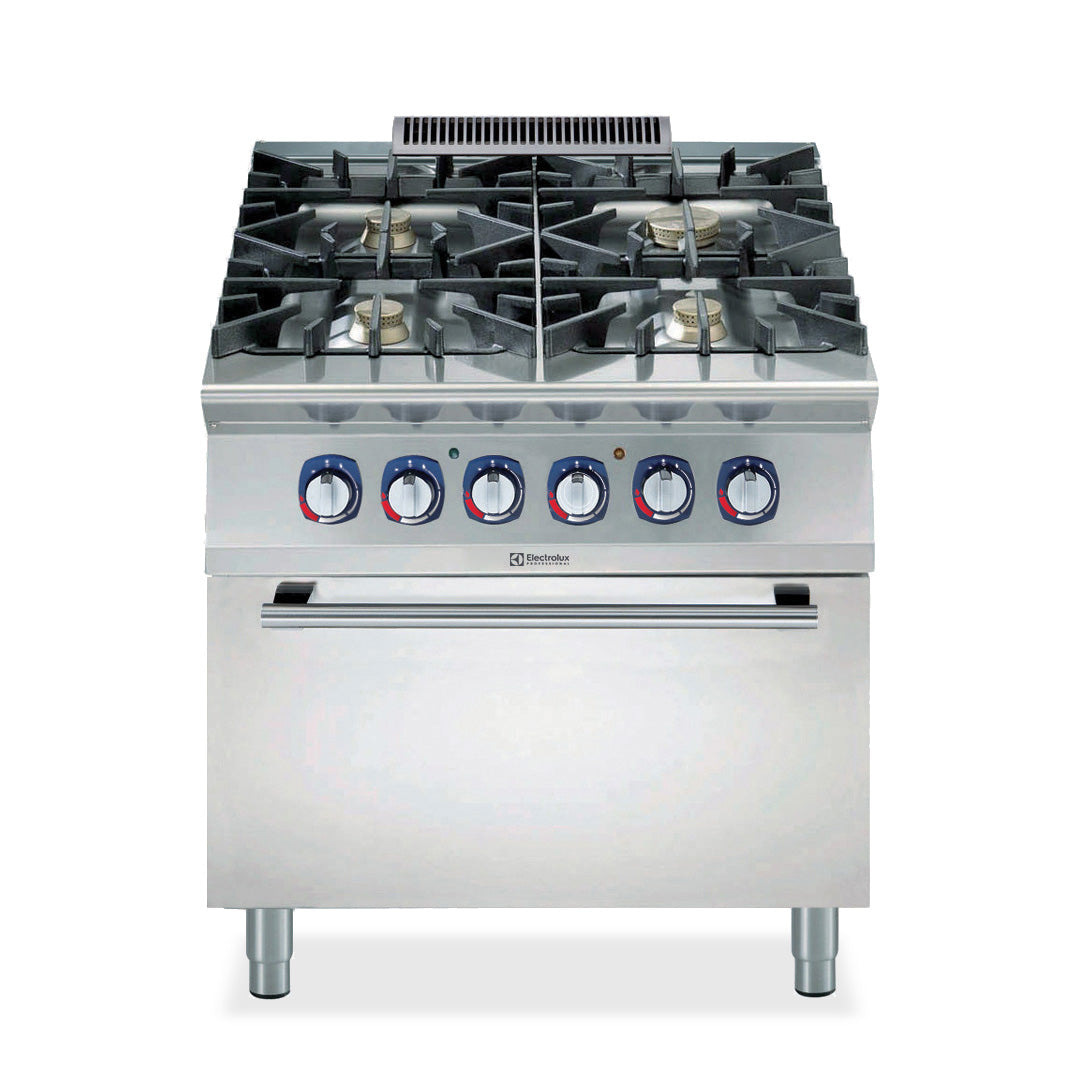 Electrolux Professional900XP 4 Burner Gas Range with Gas Oven 800mmE9GCGHTCGB - Hospitality Connect