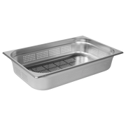 KH GN EURO FOOD PAN ANTI-JAM FULL SIZE 1/1 X 100mm S/STEEL PERFORATED
