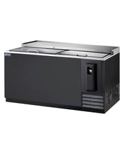 Fresh Bottle Cooler FBC-65B under bench fridge with glass door and stainless steel frame, perfect for wine and beverage storage.