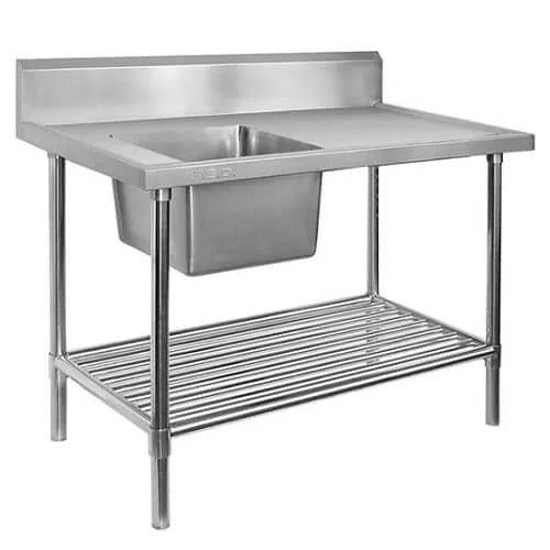 Modular Single Left Sink Bench with Pot Undershelf SSB6-1200L/A - Hospitality Connect