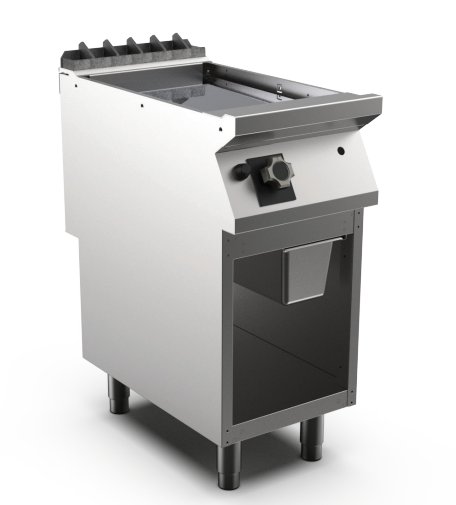 Mareno M1 90 Series 400mm wide chrome Gas frytop on open stand - Hospitality Connect