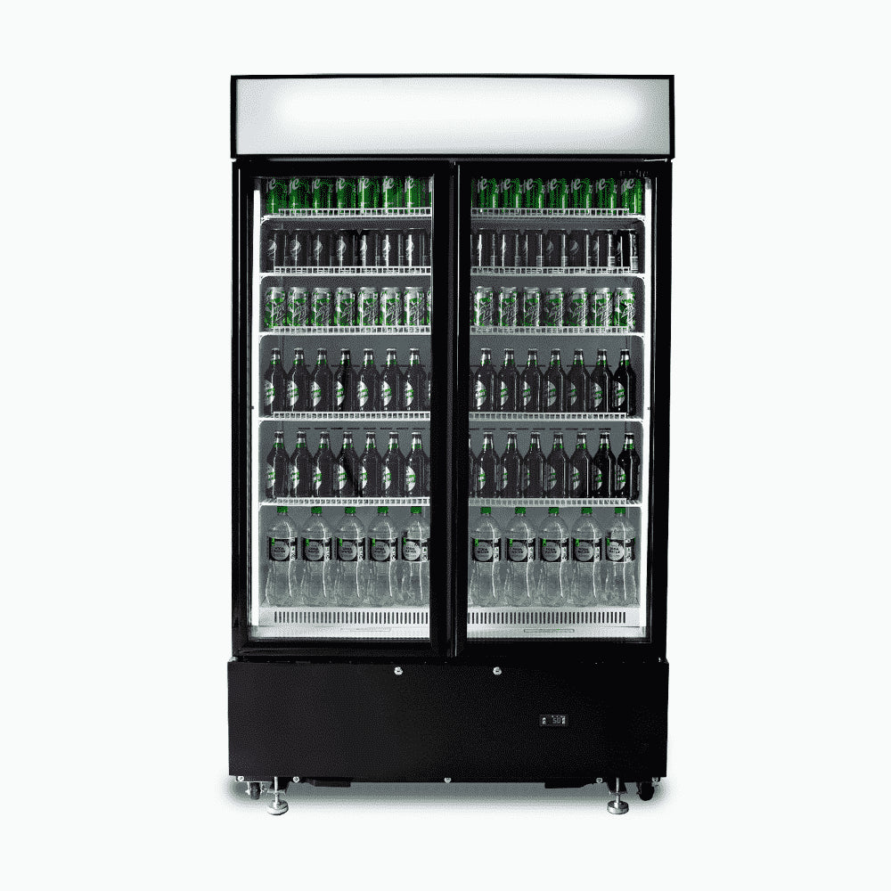 Bromic Upright Display Fridge - 960L - 2 Doors - Flat Glass - Cassette - Black GM1000LBCAS - Hospitality Connect