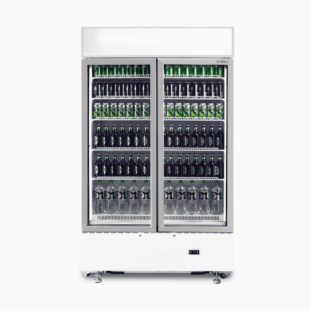 Bromic Upright Display Fridge - 960L - 2 Doors - Flat Glass - Cassette - White GM1000LWCAS - Hospitality Connect