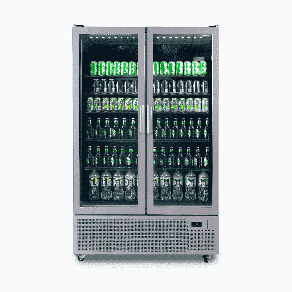 Bromic Upright Display Fridge - 1126L - 2 Door - Flat Glass - Silver GM1100S-NR - Hospitality Connect