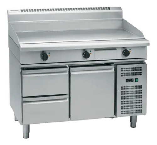 Waldorf 800 Series GPL8120E-RB - 1200mm Electric Griddle Low Back Version - Refrigerated Base - Hospitality Connect