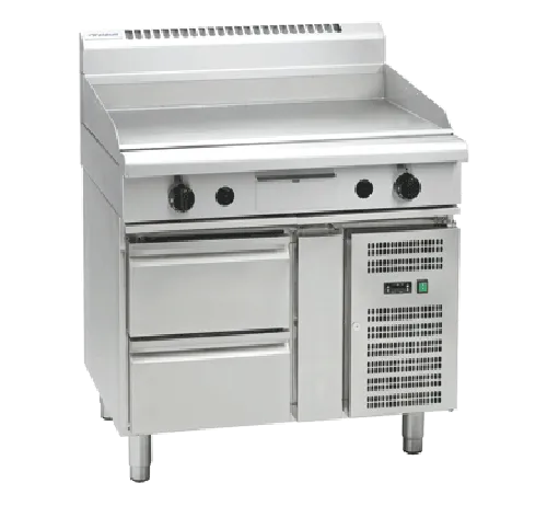 Waldorf 800 Series GPL8900G-RB - 900mm Gas Griddle Low Back Version – Refrigerated Base - Hospitality Connect