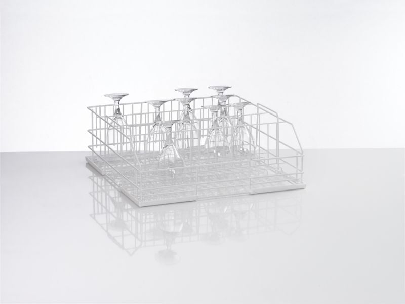 Winterhalter 4-row wire rack for washing baskets, 500x500x184mm, sturdy metal frame for dishwashing and glass rack storage.