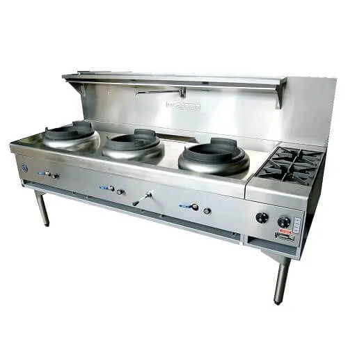 Goldstein Gas WOKS Air Cooled Gas Wok Triple Burner/ with side Burner CWA3B2 - Hospitality Connect
